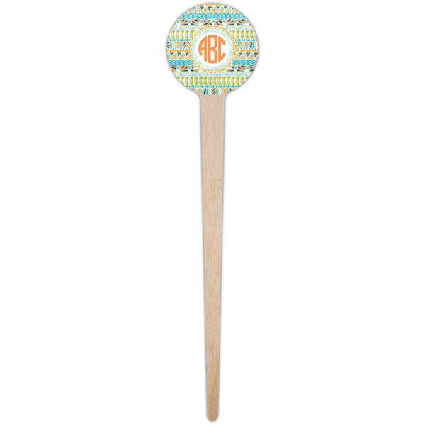 Teal Ribbons & Labels Wooden 4" Food Pick - Round - Single Pick