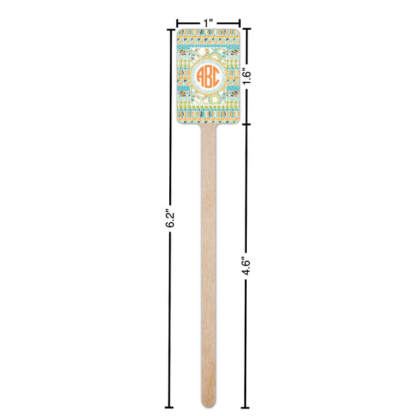 Teal Ribbons & Labels Wooden 6.25" Stir Stick - Rectangular - Dimensions
