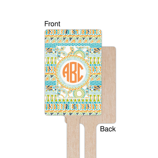 Teal Ribbons & Labels Wooden 6.25" Stir Stick - Rectangular - Single - Front & Back