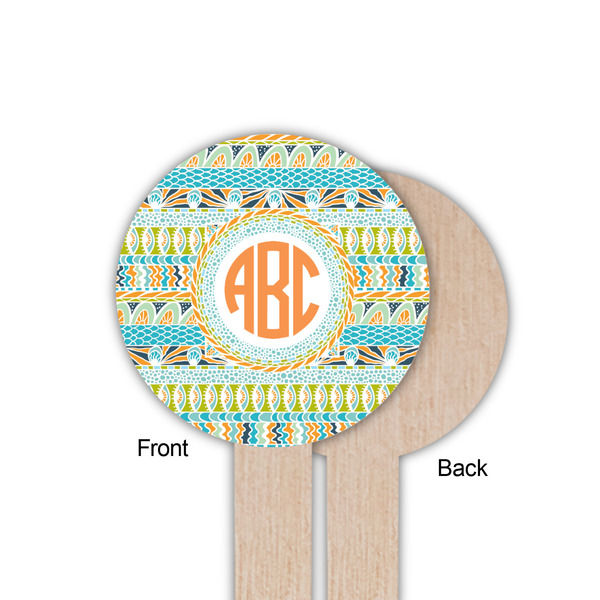 Teal Ribbons & Labels Wooden 6" Food Pick - Round - Single Sided - Front & Back