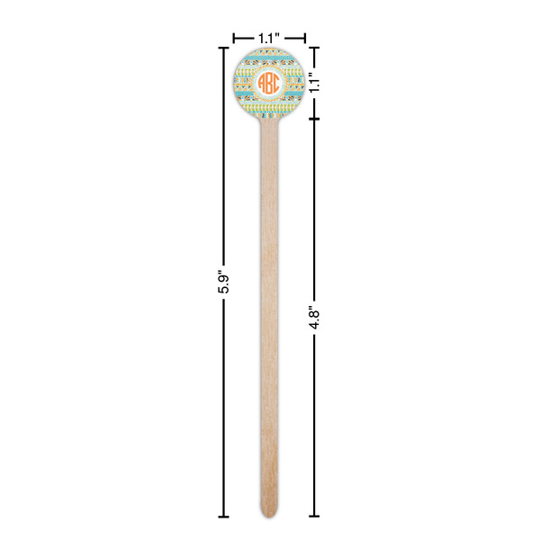 Teal Ribbons & Labels Wooden 6" Stir Stick - Round - Dimensions