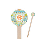Teal Ribbons & Labels 7.5" Round Wooden Stir Sticks - Single Sided (Personalized)