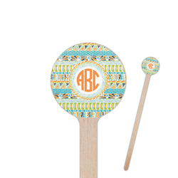 Teal Ribbons & Labels 7.5" Round Wooden Stir Sticks - Single Sided (Personalized)