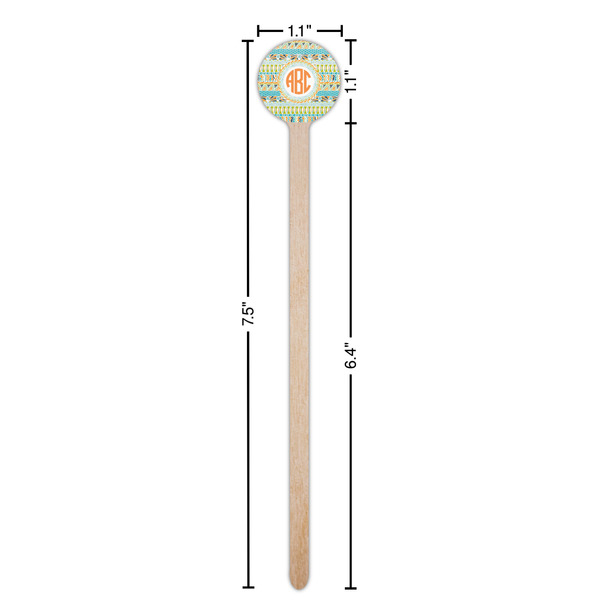 Teal Ribbons & Labels Wooden 7.5" Stir Stick - Round - Dimensions