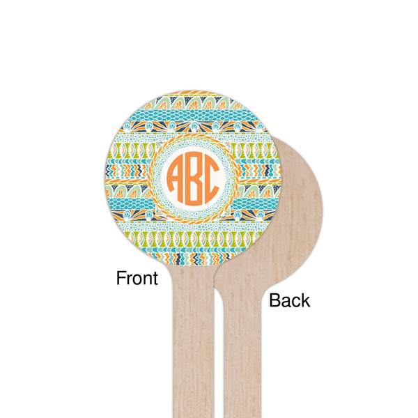 Teal Ribbons & Labels Wooden 7.5" Stir Stick - Round - Single Sided - Front & Back