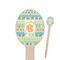 Teal Ribbons & Labels Oval Wooden Food Picks - Single Sided (Personalized)