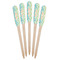 Teal Ribbons & Labels Wooden Food Pick - Paddle - Fan View