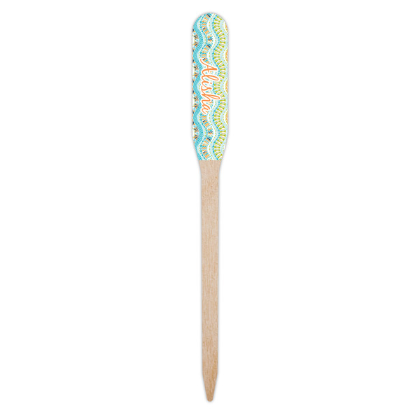 Teal Ribbons & Labels Wooden Food Pick - Paddle - Single Pick
