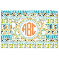 Teal Ribbons & Labels Woven Mat (Personalized)