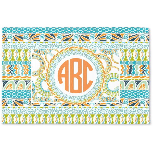 Custom Teal Ribbons & Labels Woven Mat (Personalized)