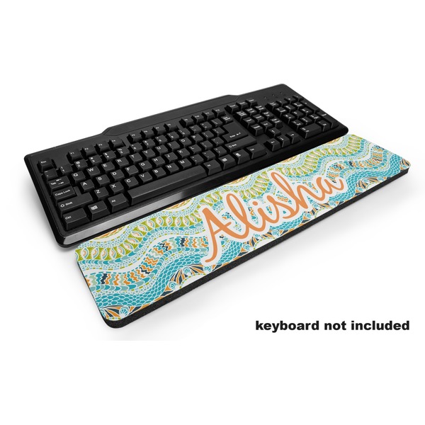 Custom Teal Ribbons & Labels Keyboard Wrist Rest (Personalized)