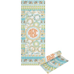 Teal Ribbons & Labels Yoga Mat - Printed Front and Back (Personalized)
