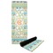 Teal Ribbons & Labels Yoga Mat with Black Rubber Back Full Print View