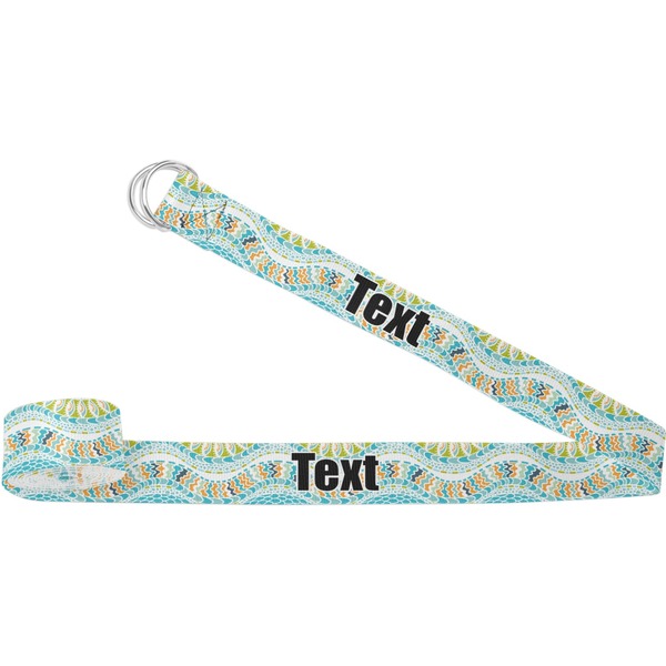 Custom Teal Ribbons & Labels Yoga Strap (Personalized)
