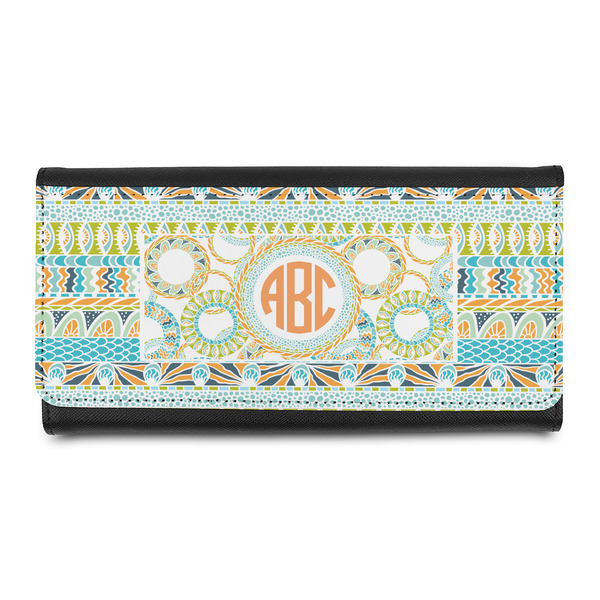 Custom Teal Ribbons & Labels Leatherette Ladies Wallet (Personalized)