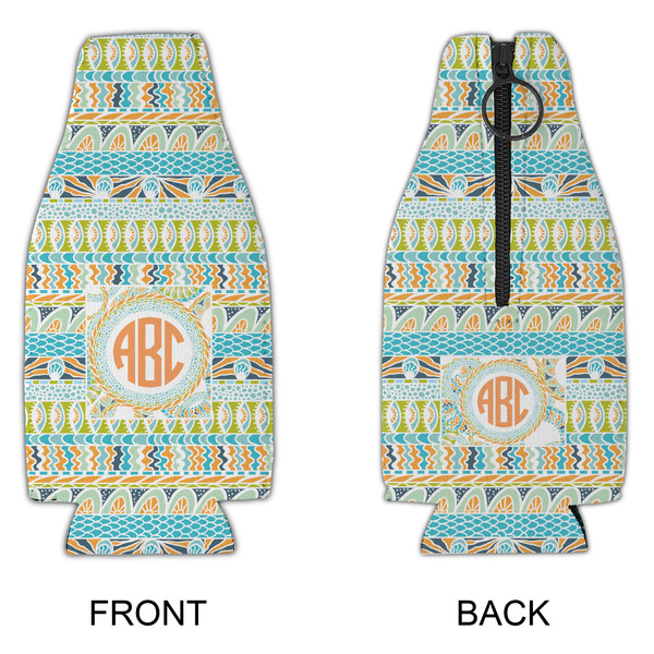 Teal Ribbons & Labels Zipper Bottle Cooler - APPROVAL