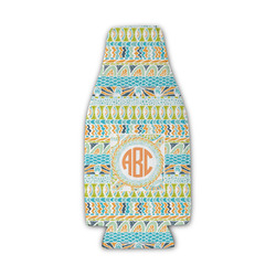 Teal Ribbons & Labels Zipper Bottle Cooler (Personalized)