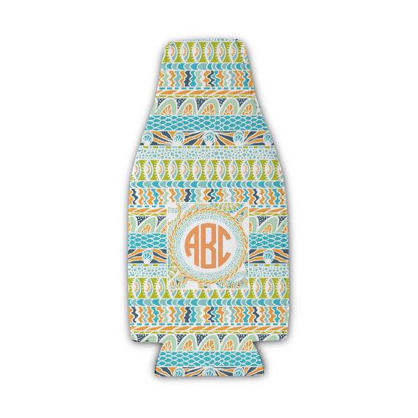 Teal Ribbons & Labels Zipper Bottle Cooler - Set of 4 - FRONT