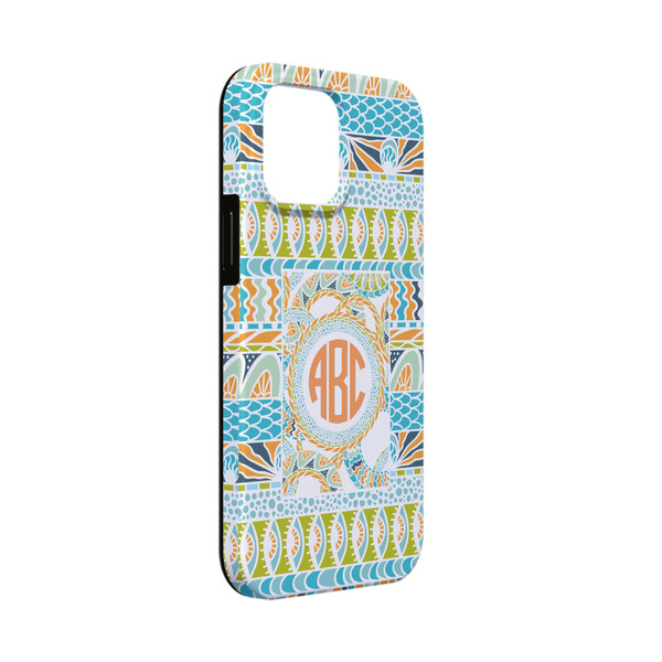 Custom Teal Ribbons & Labels iPhone Case - Rubber Lined - iPhone 13 Mini (Personalized)