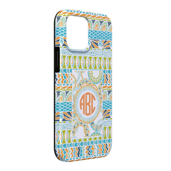 Custom Teal Ribbons & Labels iPhone Case - Rubber Lined - iPhone 13 Pro Max (Personalized)