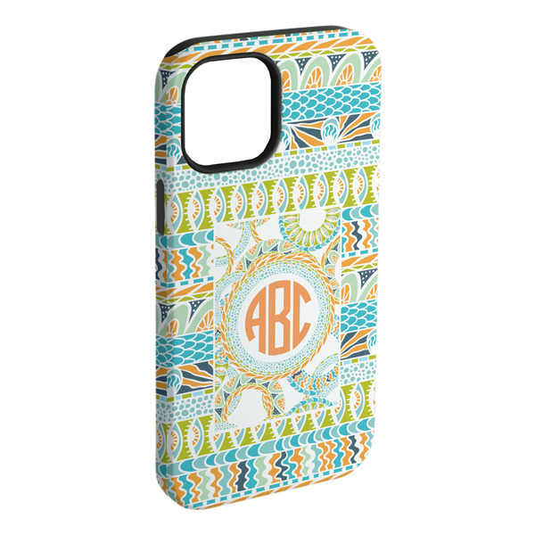 Custom Teal Ribbons & Labels iPhone Case - Rubber Lined - iPhone 15 Plus (Personalized)