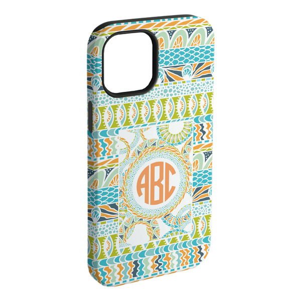 Custom Teal Ribbons & Labels iPhone Case - Rubber Lined - iPhone 15 Pro Max (Personalized)