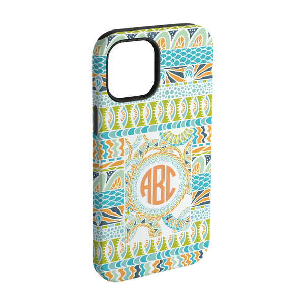 Custom Teal Ribbons & Labels iPhone Case - Rubber Lined - iPhone 15 Pro (Personalized)