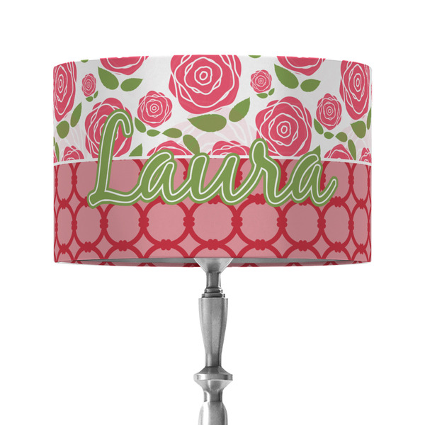 Custom Roses 12" Drum Lamp Shade - Fabric (Personalized)