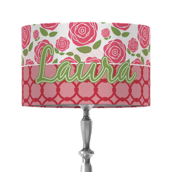 Roses 12" Drum Lampshade - ON STAND (Fabric)