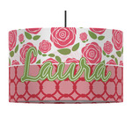 Roses 12" Drum Pendant Lamp - Fabric (Personalized)