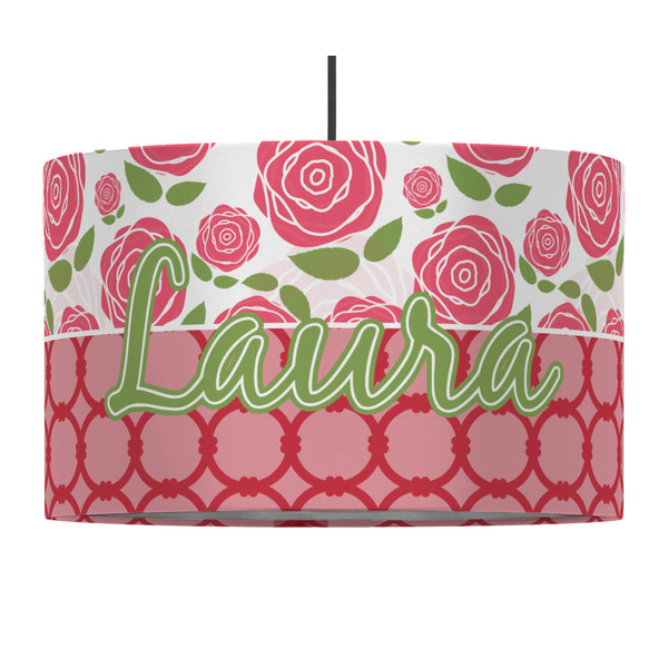 Custom Roses 12" Drum Pendant Lamp - Fabric (Personalized)