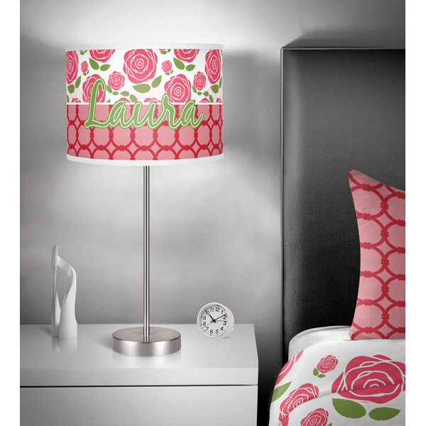 Roses 13 inch drum lamp shade - in room