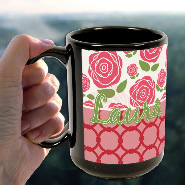 Roses 15oz. Black Mug - LIFESTYLE