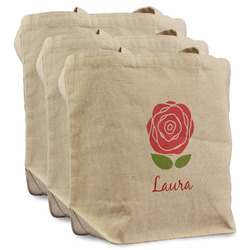 Roses Reusable Cotton Grocery Bags - Set of 3 (Personalized)