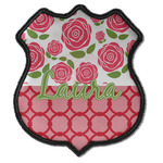 Roses Iron On Shield Patch C w/ Name or Text