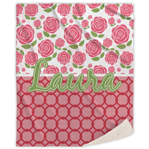 Custom Roses Sherpa Throw Blanket - 60"x80" (Personalized)
