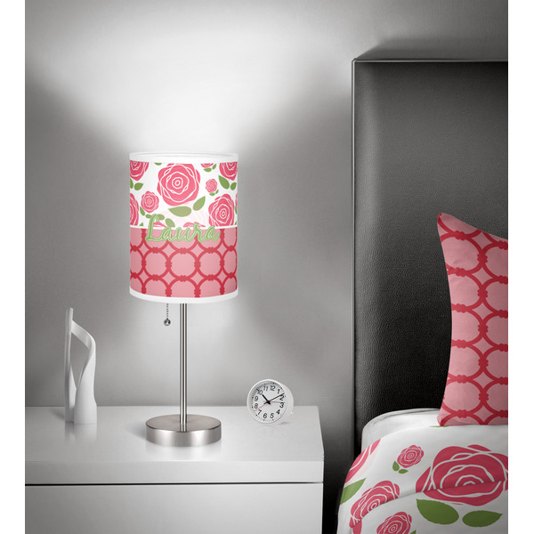 Roses 7 inch drum lamp shade - in room