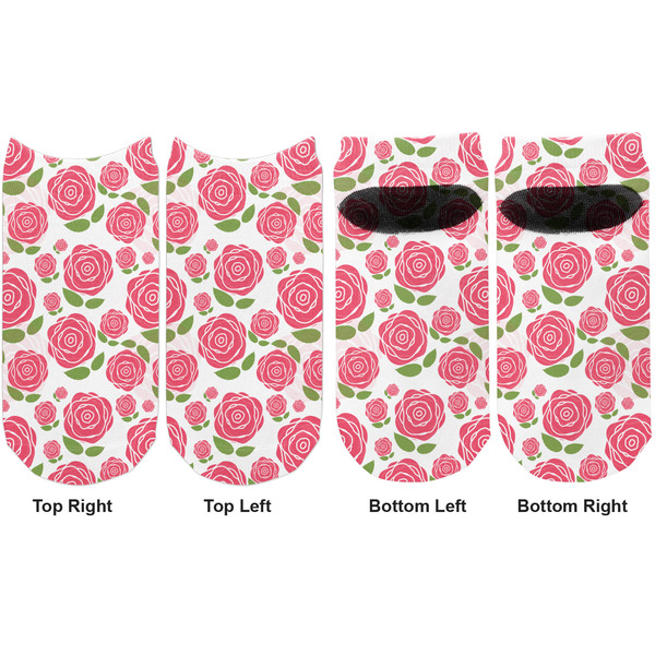 Roses Adult Ankle Socks - Double Pair - Front and Back - Apvl