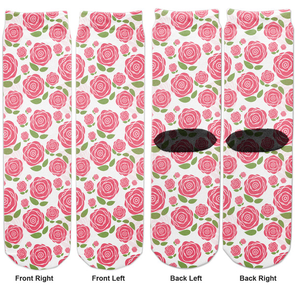 Roses Adult Crew Socks - Double Pair - Front and Back - Apvl
