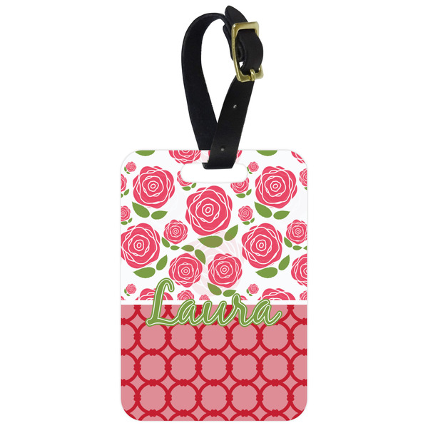 Custom Roses Metal Luggage Tag w/ Name or Text
