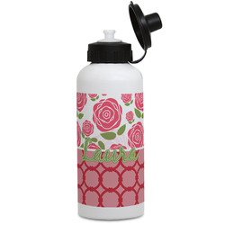 Roses Water Bottles - Aluminum - 20 oz - White (Personalized)