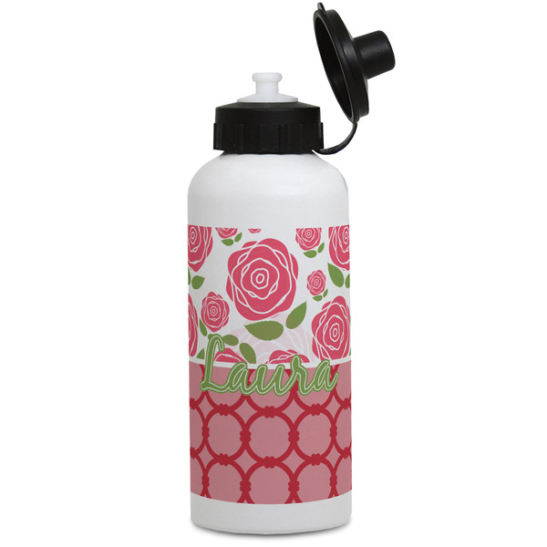 Custom Roses Water Bottles - Aluminum - 20 oz - White (Personalized)