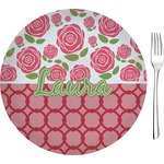 Roses 8" Glass Appetizer / Dessert Plates - Single or Set (Personalized)