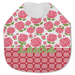 Roses Jersey Knit Baby Bib w/ Name or Text