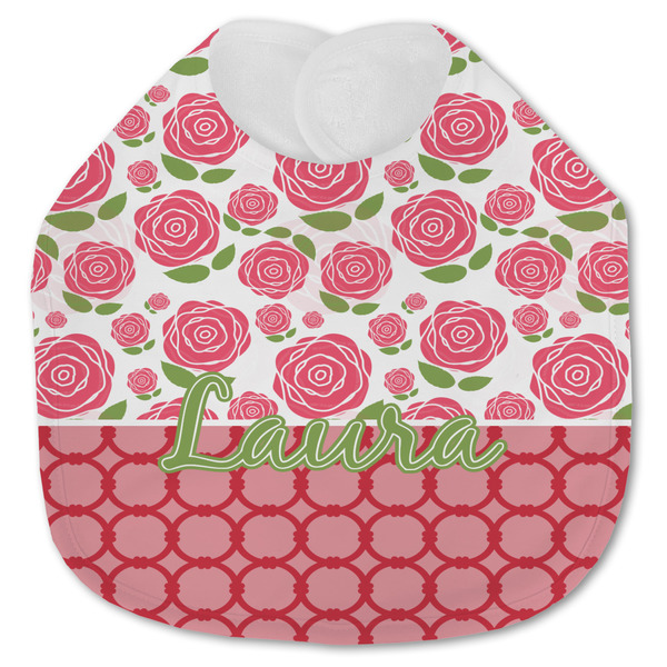 Custom Roses Jersey Knit Baby Bib w/ Name or Text