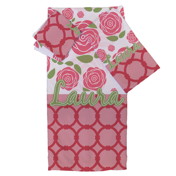 Custom Roses Bath Towel Set - 3 Pcs (Personalized)