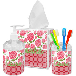 Roses Acrylic Bathroom Accessories Set w/ Name or Text