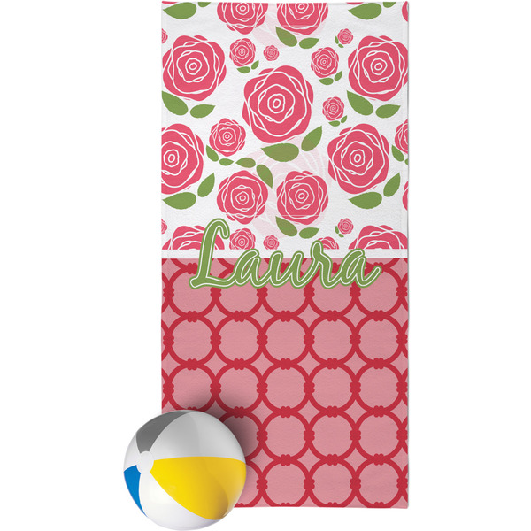 Custom Roses Beach Towel (Personalized)