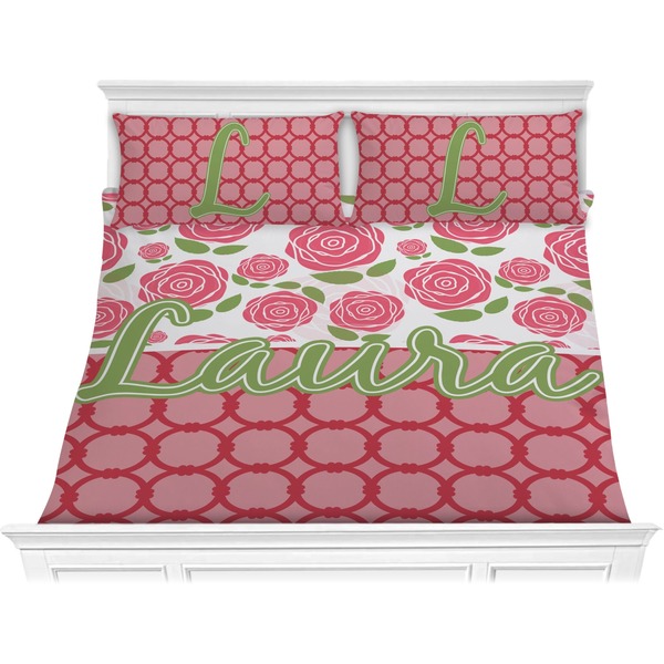 Custom Roses Comforter Set - King (Personalized)