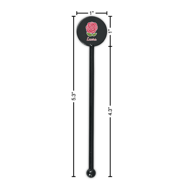Roses Black Plastic 5.5" Stir Stick - Round - Dimensions